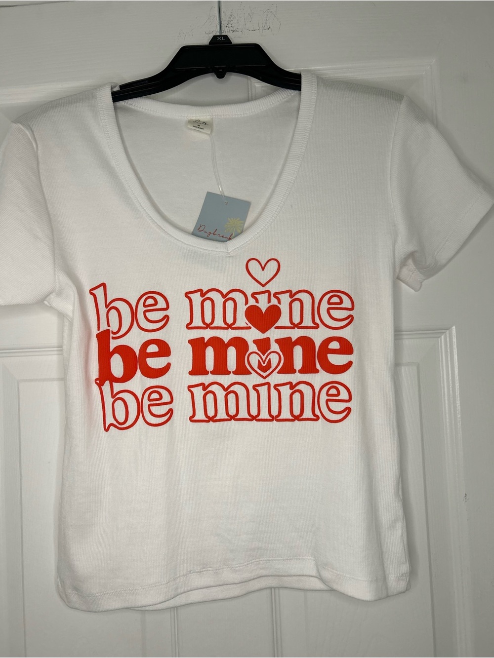 Be Mine Graphic Tee - White with Red Print